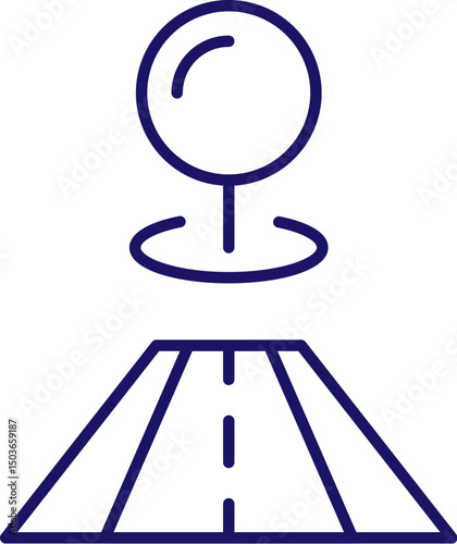 Route, Road and Map Pin Outline Linear Symbol for Graphics and Web Design, Apps, Adverts, Various Cards