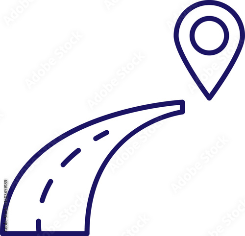 Route, Road and Map Pin Outline Linear Sign for Graphics and Web Design, Apps, Adverts, Various Cards