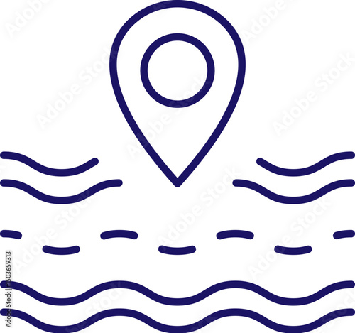 Route, Road and Map Pin Minimalistic Outline Icon for Web and Graphic Design, Apps, Banners, Social Network and Cards
