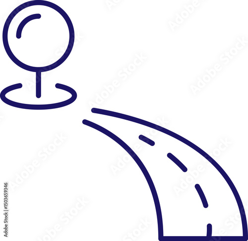 Route, Road and Map Pin Minimalistic Thin Icon for Web and Graphic Design, Apps, Banners, Social Network and Cards