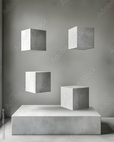 3D Abstract Human Figure Sculpture – Blue and White Glossy Shapes