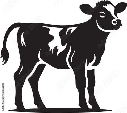 baby cow silhouette vector icon, baby cow logo vector