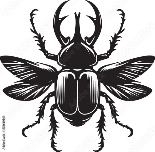 rhinoceros beetle silhouette vector icon, rhinoceros beetle logo
