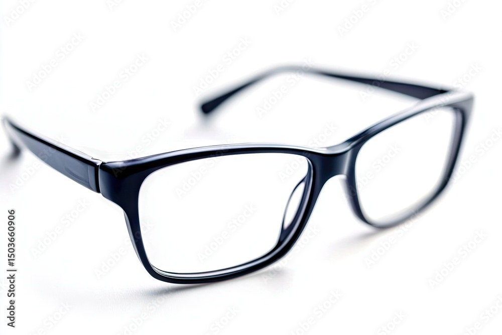Close-up of dark-framed eyeglasses. Close-up of dark-framed eyeglasses.