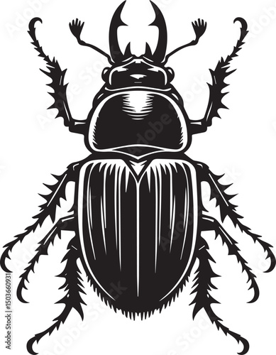 rhinoceros beetle silhouette vector icon, rhinoceros beetle logo