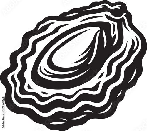 black and white oyster shell, oyster shell silhouette vector icon