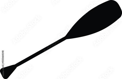 Canoe paddle silhouette vector, Oar black silhouette vector illustration