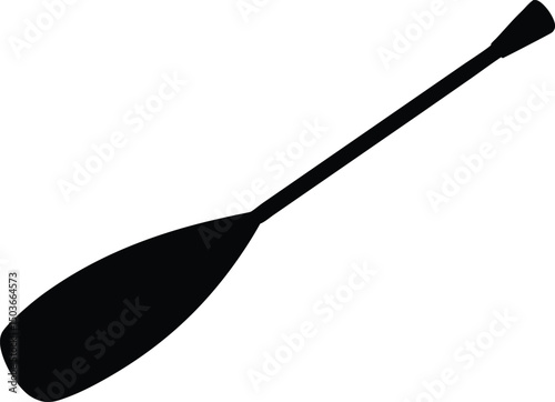 Canoe paddle silhouette vector, Oar black silhouette vector illustration