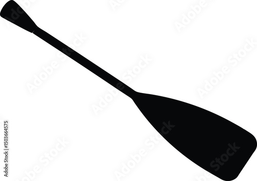Canoe paddle silhouette vector, Oar black silhouette vector illustration