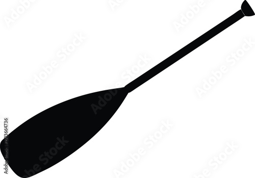 Canoe paddle silhouette vector, Oar black silhouette vector illustration