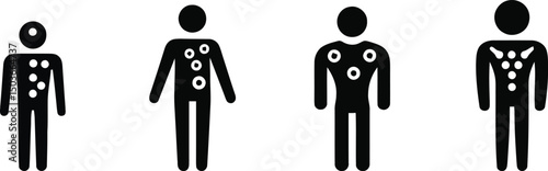 Vector silhouette of body temperature scanner set on a plain white background

