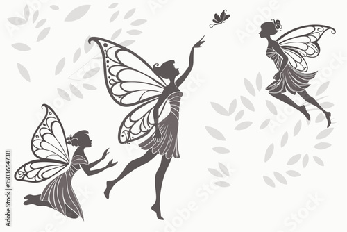 Elegant Fairy Silhouette Set – Printable Vector Art