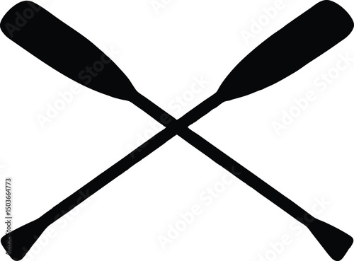 Paddle icon vector, Crossed wood paddle icon. Simple crossed wood paddle silhouette. vector illustration