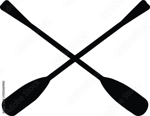 Paddle icon vector, Crossed wood paddle icon. Simple crossed wood paddle silhouette. vector illustration