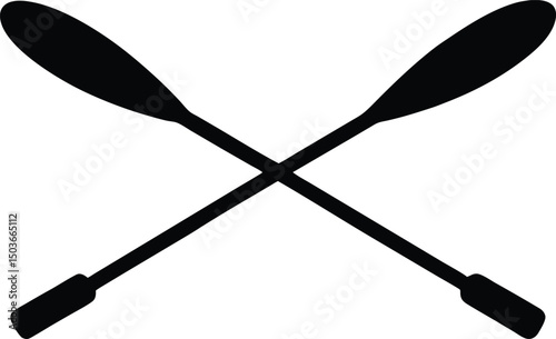Paddle icon vector, Crossed wood paddle icon. Simple crossed wood paddle silhouette. vector illustration