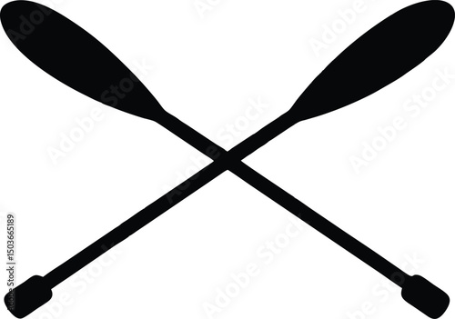 Paddle icon vector, Crossed wood paddle icon. Simple crossed wood paddle silhouette. vector illustration