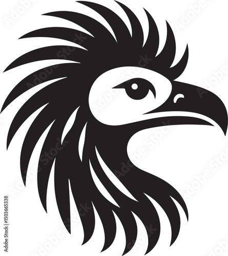 black and white emu head, emu head silhouette vector icon, emu head vector