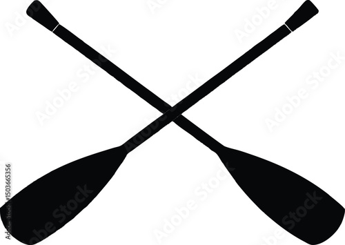 Paddle icon vector, Crossed wood paddle icon. Simple crossed wood paddle silhouette. vector illustration