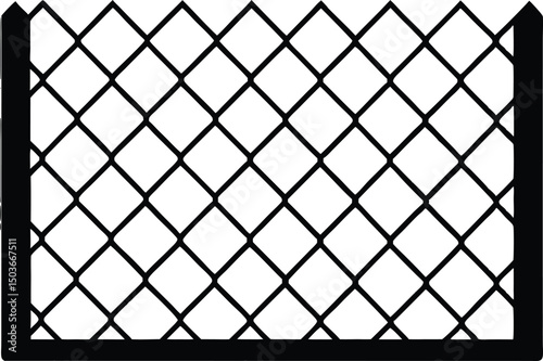 Chain link net silhouette, Decorative fence wire mesh isolated silhouette. vector illustration