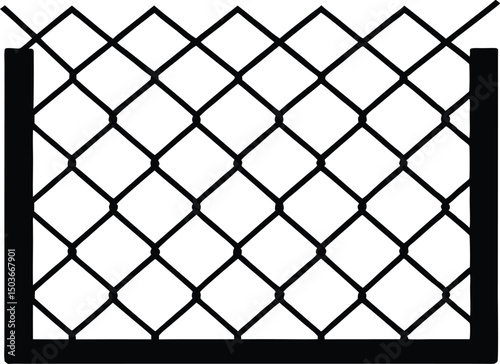 Chain link net silhouette, Decorative fence wire mesh isolated silhouette. vector illustration