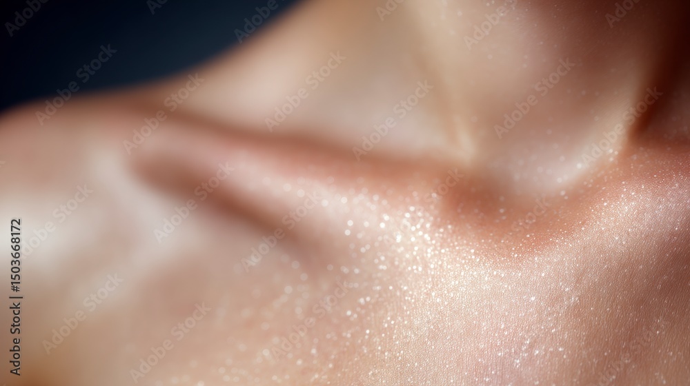 Fototapeta premium Glowing Skin Texture Close up Beauty Cosmetics Body Glamour Shimmer Sparkle Soft
