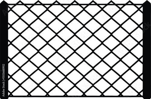 Chain link net silhouette, Decorative fence wire mesh isolated silhouette. vector illustration
