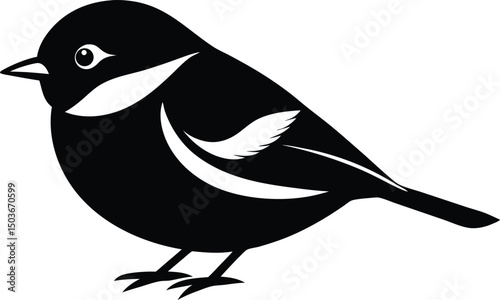 Chickadee icon silhouette vector, Chickadee line art silhouette, Chickadee vector silhouette design.