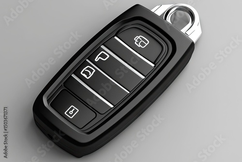 Close-up of a modern black car key fob.