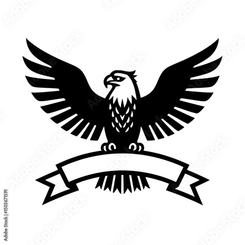 A bold vector silhouette of an eagle with wide-spread wings photo