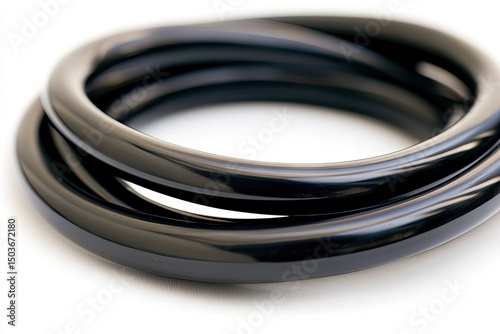 Close-up view of black, smooth, flexible tubes.