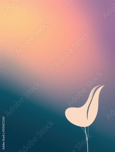 Wallpaper Mural Elegant abstract background with soft gradient sunset tones and minimalist floral silhouette Torontodigital.ca