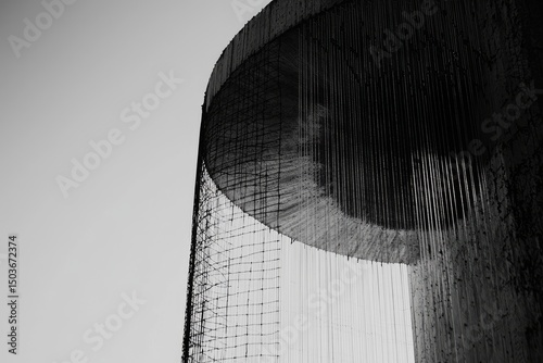 Abstract architectural detail of a circular structure.