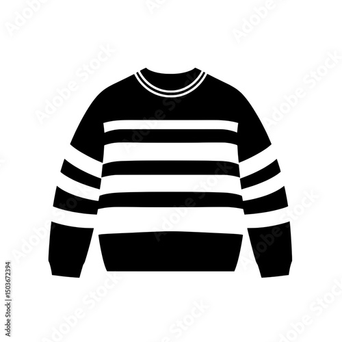 Striped Sweater Icon Representing Warm Winter Clothing and Fashion Design