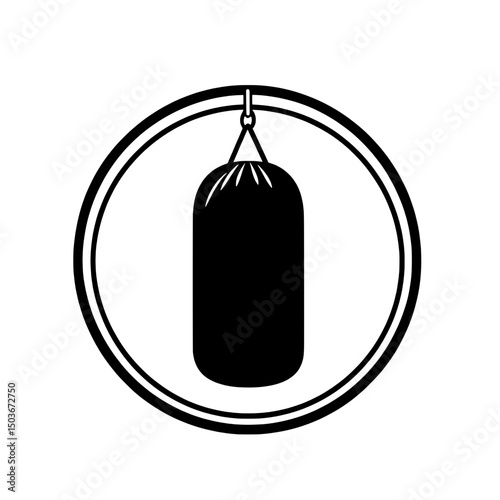 Vertical Punching Bag Icon in Minimal Outline Style for Combat Sports and Fitness