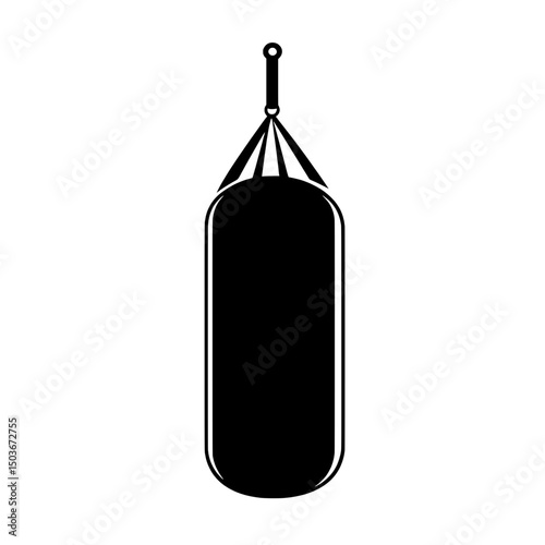 Solid Black Punching Bag Icon Symbolizing Strength, Boxing, and Gym Equipment