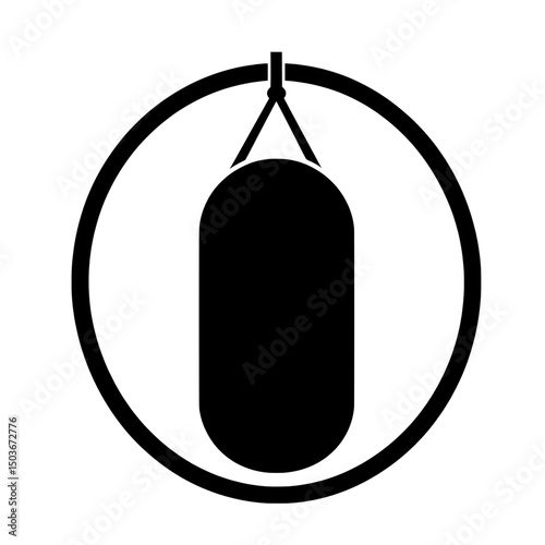 Boxing Bag with Circular Frame Icon Representing Gym and Fitness Training Tools