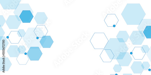 Abstract white background with blue hexagons seamless pattern and geometric in vector design. Futuristic blue neon honeycombs. Modern technology design .Minimal style website banner, decoration .	
