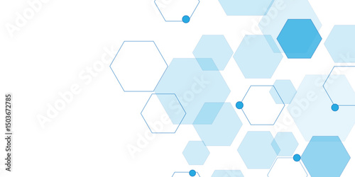 Abstract white background with blue hexagons seamless pattern and geometric in vector design. Futuristic blue neon honeycombs. Modern technology design .Minimal style website banner, decoration .	
