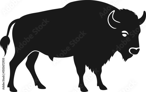Bison buffalo vector silhouette, bison icon vector silhouette illustration