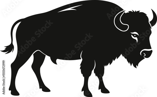 Bison buffalo vector silhouette, bison icon vector silhouette illustration