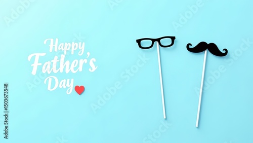 Flat Father's Day design: light blue bg, handwritten 
