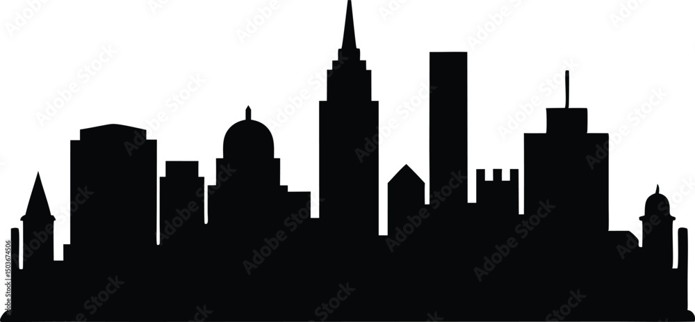 Boston City skyline silhouette vector illustration, new york city skyline vector design Boston City skyline silhouette vector illustration, new york city skyline vector design