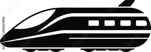 A high speed train vector silhouette,Bullet train icon flat vector illustration