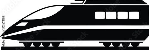 A high speed train vector silhouette,Bullet train icon flat vector illustration