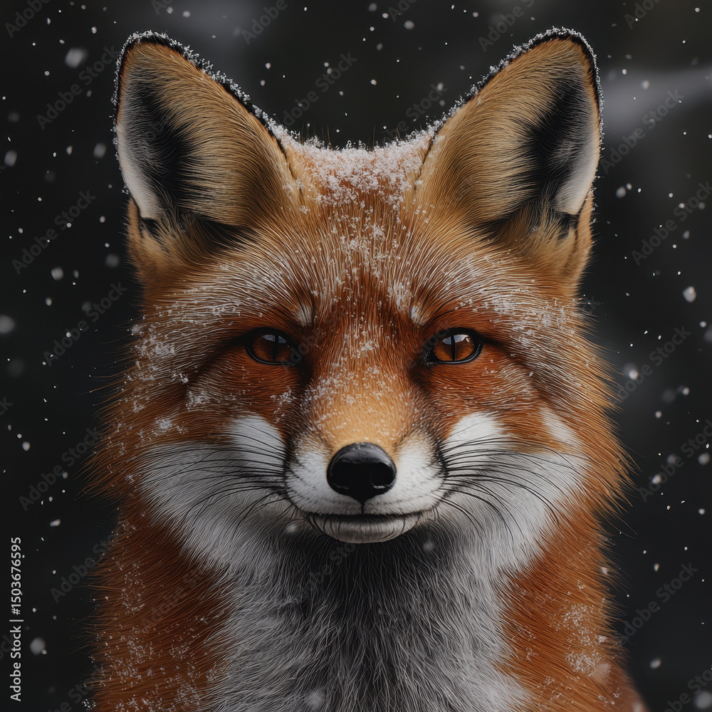 Fototapeta premium A red fox in the snow.