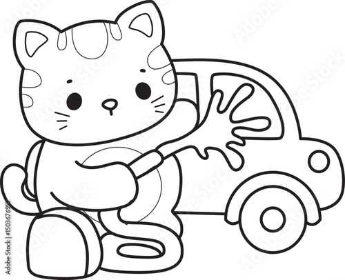 Lineart of a bunch of cute cat with various activities.
Outline ofkKawaii animal kitty for scrapbook and sticker.