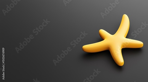 A yellow starfish rests on a smooth, dark background with minimalist design.