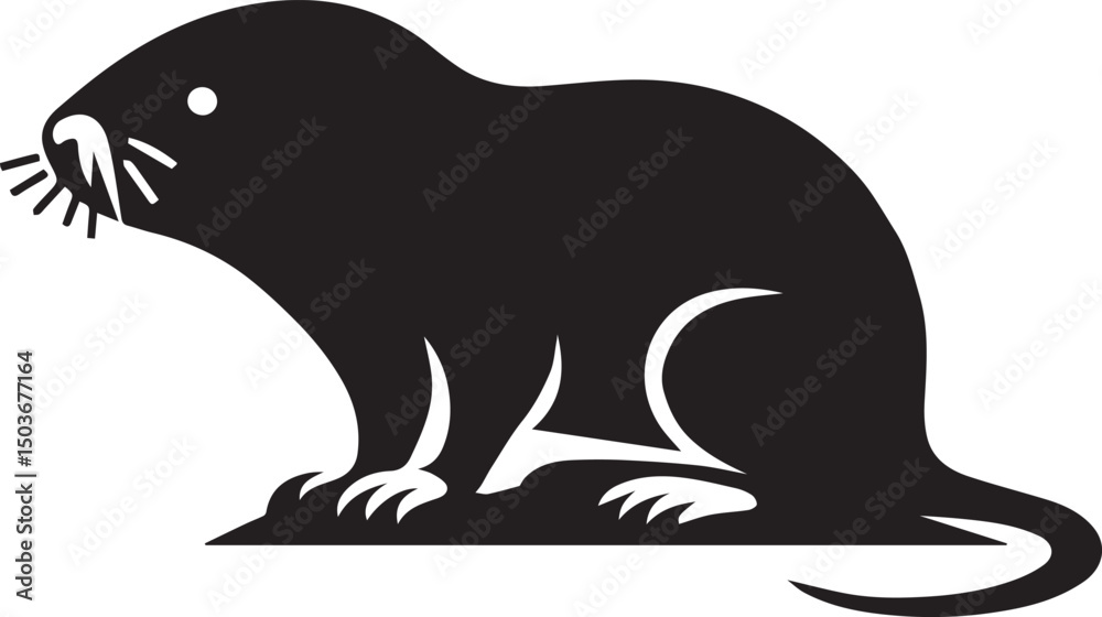 Fototapeta premium black and white rat mouse, rat mouse silhouette vector icon, mouse logo vector