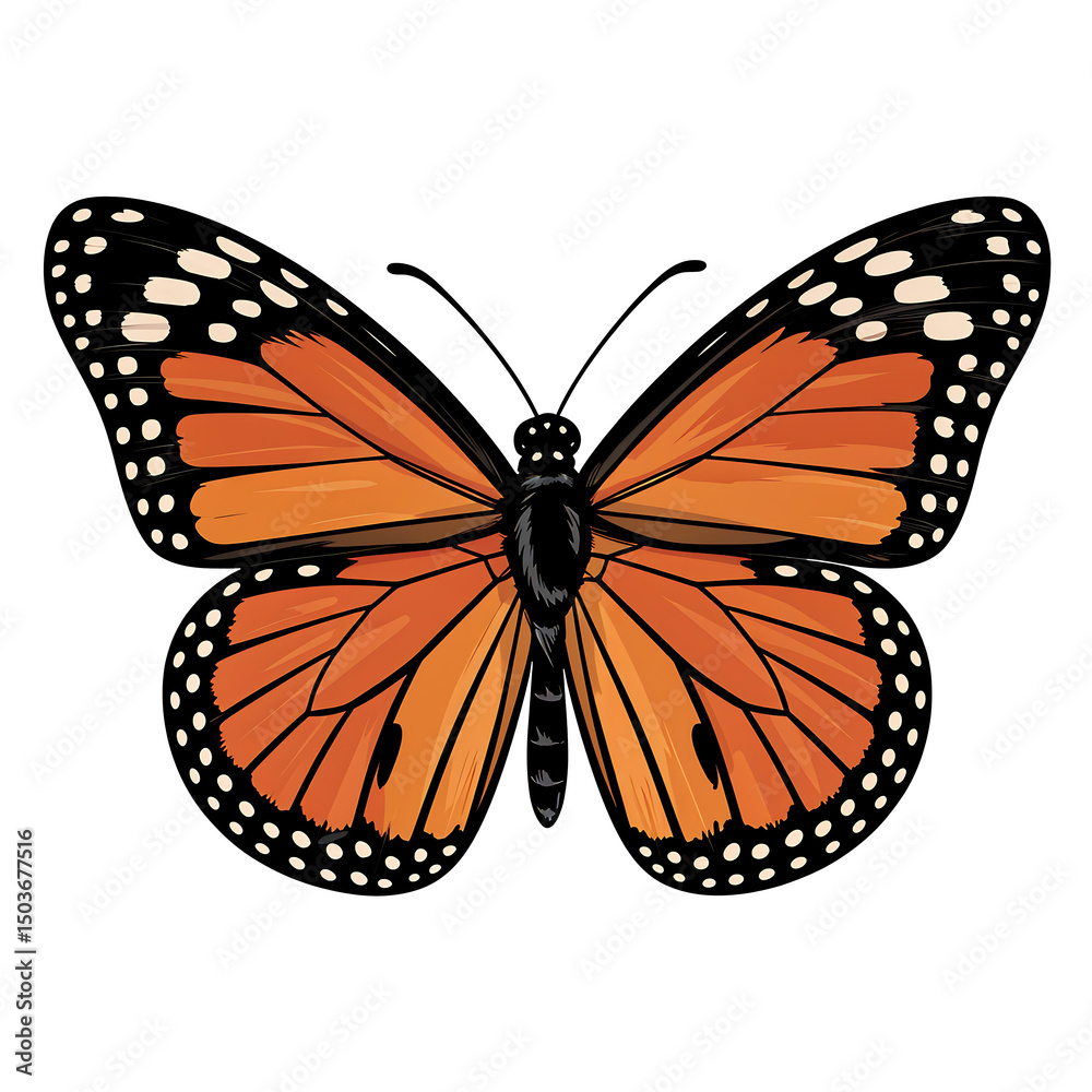 Obraz premium Monarch Butterfly with Detailed Orange and Black Wings