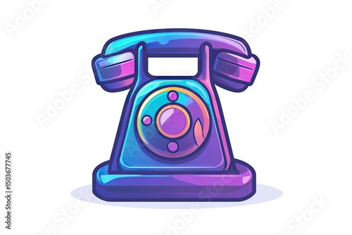 Vibrant illustration of a retro telephone.